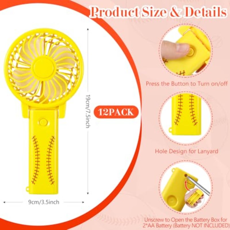 12 Pack Party Favors Bulk Mini Handheld Fan with Lanyard for Team Gift Portable Cooling Fan for Game Day Outdoor Sport Foldable Design for Desktop Use Batteries Not Included - Image 2