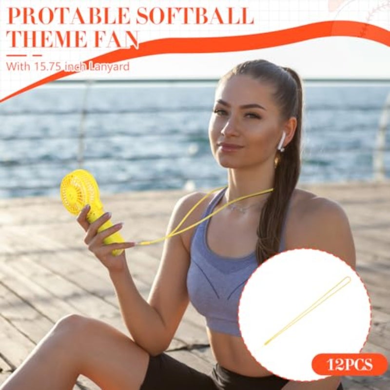 12 Pack Party Favors Bulk Mini Handheld Fan with Lanyard for Team Gift Portable Cooling Fan for Game Day Outdoor Sport Foldable Design for Desktop Use Batteries Not Included - Image 3