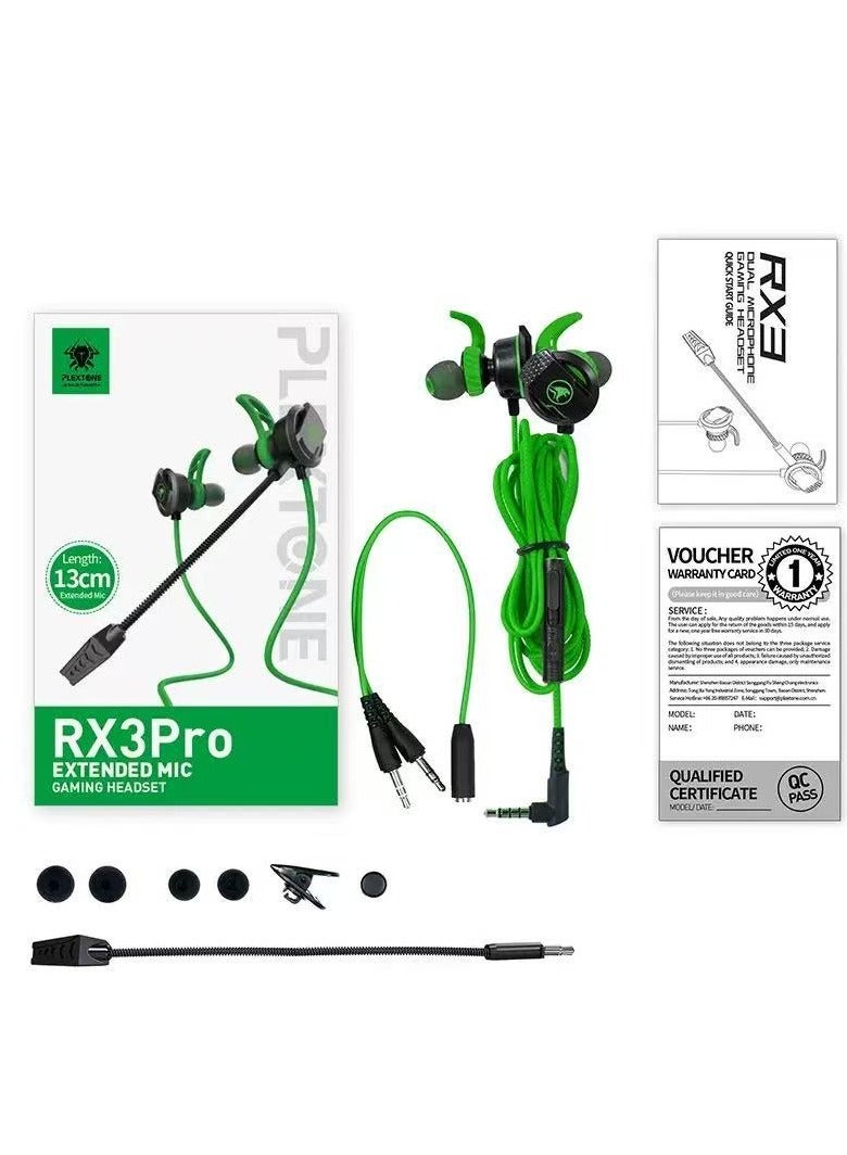 Plextone New Plextone RX3 Pro Mobile Phone Headset Wired In-Ear Long Microphone E-Sports Eating Chicken Game Wired Control Headset - Image 1