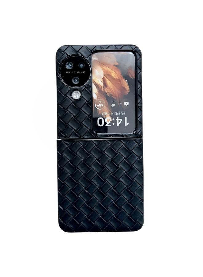 S-TOP Case For OPPO Find N3 Flip Woven Texture Folding PU Phone Case - Image 1