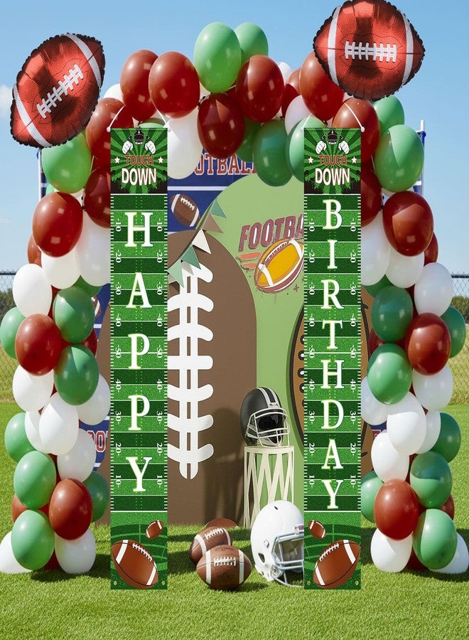 باتيير مجموعة باتيير لتزيين حفلات أعياد الميلاد لكرة القدم، 63 قطعة، لافتة مدخل على شكل كرة قدم مع قوس بالونات، لوازم رياضية لحفلات يوم المباراة، خلفية تصوير، زينة معلقة. - Image 1