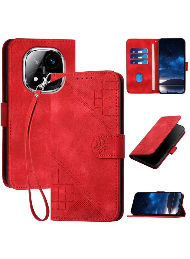 S-TOP Case For Redmi Note 14 Pro+ 5G YX0080 Grid Butterfly Embossed Pattern Leather Phone Case with Lanyard - Image 1