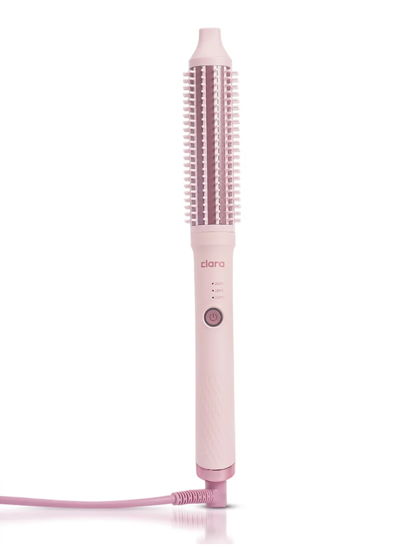 CLARA Clara, Anti-Frizz Ionic Slim Hot Brush, 3-in-1 hairstyling for blowouts, curls and straight hair, Two functions, one device, Pink
