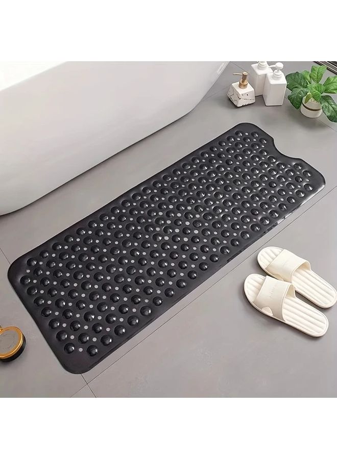 Blue Extra Long Non Slip Bath Mat with Suction Cups Machine Washable - Image 2