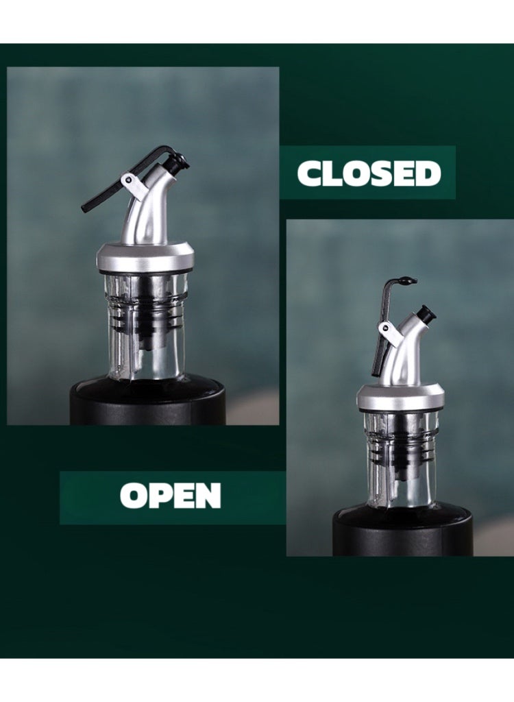 500ml Glass Oil & Vinegar Dispenser Bottles with Stainless Steel Spout, Leak-Proof, for Kitchen Cooking & BBQ,  Silver - Image 3