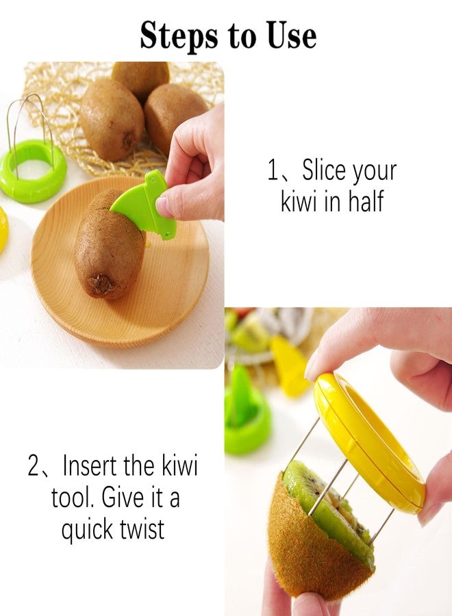 Nanchroadly 2 PCS Kiwi Peeler Professional Kiwi Cutter Kiwi Tool 2-In-1 Stainless Steel Kiwi Fruit Peeler Kiwi Slicer Tool for Kiwi,Dragon Fruit, Etc.(Green、Yellow) - Image 3