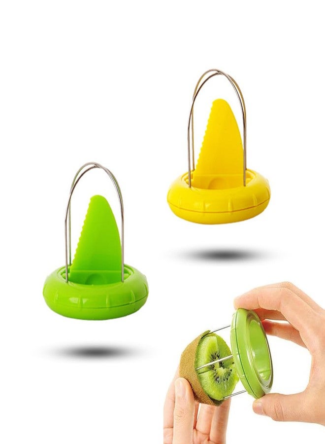 Nanchroadly 2 PCS Kiwi Peeler Professional Kiwi Cutter Kiwi Tool 2-In-1 Stainless Steel Kiwi Fruit Peeler Kiwi Slicer Tool for Kiwi,Dragon Fruit, Etc.(Green、Yellow) - Image 1