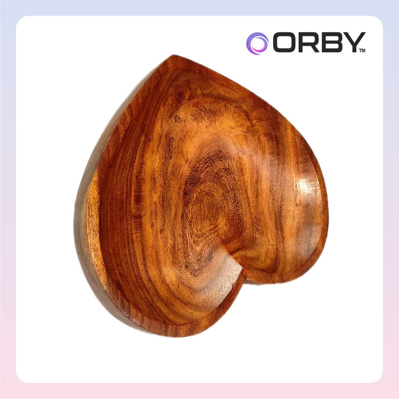 ORBY Sheesham Wood Heart-Shaped Serving Bowl (20cm) | Handcrafted in India | Perfect for Salads, Fruits, Snacks & Popcorn | Space-Saving & Stackable | Elegant Kitchen Décor & Great Gift - Image 5