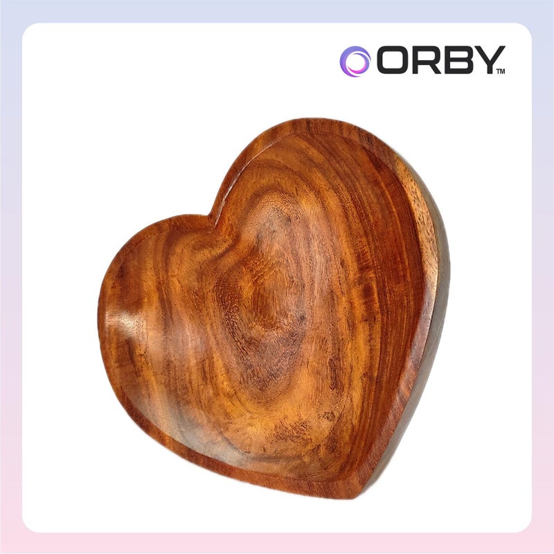 ORBY Sheesham Wood Heart-Shaped Serving Bowl (20cm) | Handcrafted in India | Perfect for Salads, Fruits, Snacks & Popcorn | Space-Saving & Stackable | Elegant Kitchen Décor & Great Gift - Image 4