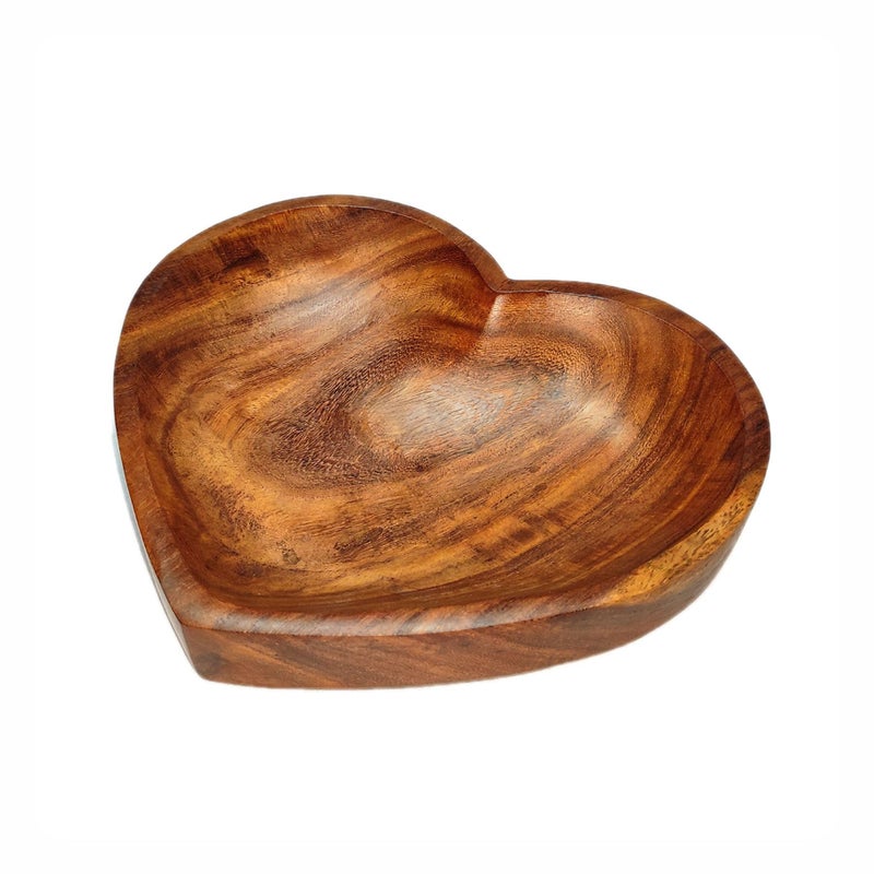 ORBY Sheesham Wood Heart-Shaped Serving Bowl (20cm) | Handcrafted in India | Perfect for Salads, Fruits, Snacks & Popcorn | Space-Saving & Stackable | Elegant Kitchen Décor & Great Gift - Image 1