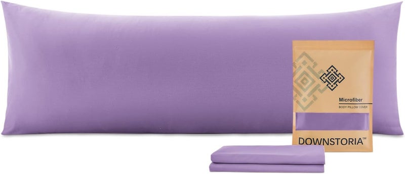 DOWNSTORIA Body Pillow Cover, Ultra Soft Microfiber Long Pillowcase, Envelope Closure Large Pillow Cases 20x54 inch (Light Purple) - Image 1