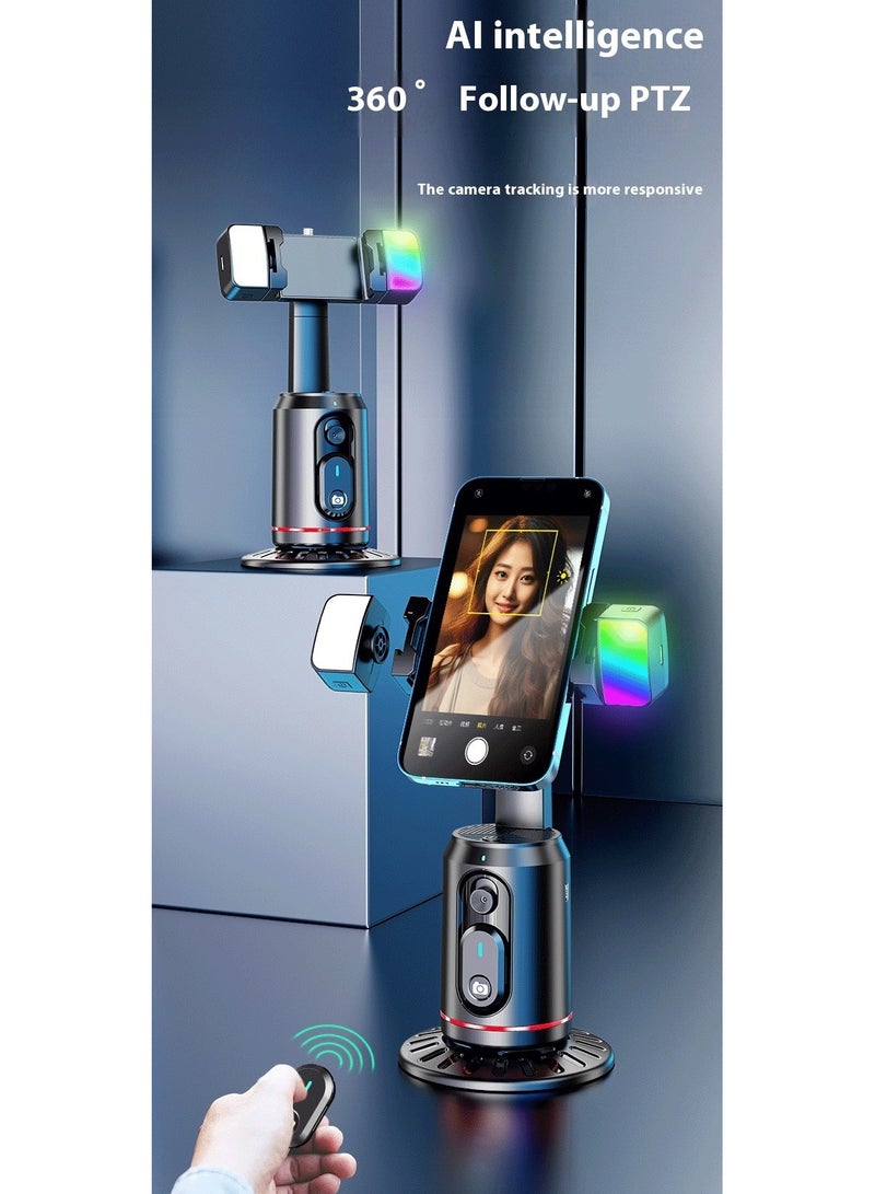 Auto Face Tracking Phone Holder RGB Selfie Light,360°Rotation Face Body Phone Tripod,Smart Shooting Camera Mount,Rechargeable Remote and Light for Live Vlog Streaming Video - Image 2