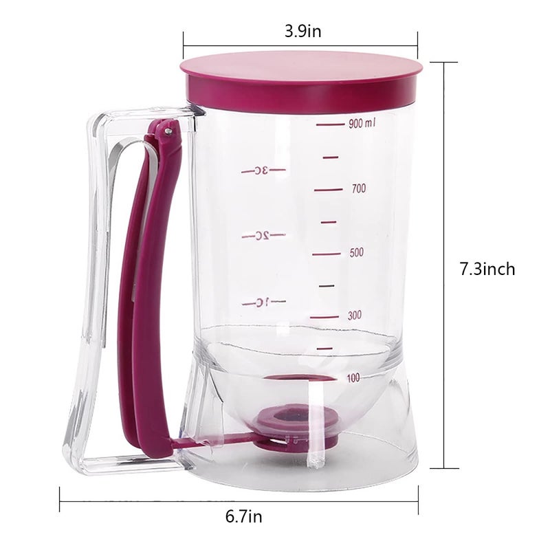 Fnoko Pancake Batter Dispenser, Pancake Dispenser with Measuring Label, Plastic Batter Dispenser with Cleaning Brush for Cupcakes, Waffles, Muffin Mix, or Any Baked Goods  - Image 2