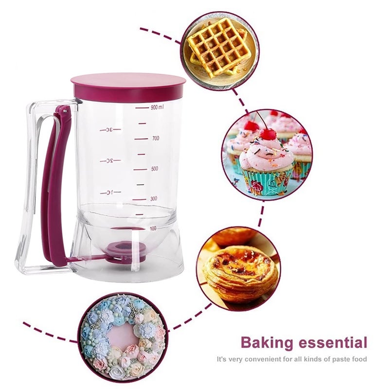 Fnoko Pancake Batter Dispenser, Pancake Dispenser with Measuring Label, Plastic Batter Dispenser with Cleaning Brush for Cupcakes, Waffles, Muffin Mix, or Any Baked Goods  - Image 5