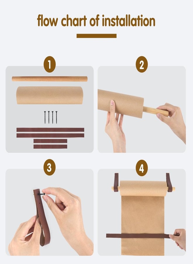 QVEEQ Kraft Paper Dispenser, Wall Mounted Paper Roll Dispenser, Rolling Butcher Paper Holder Hanging Notepad Holder Can Be Used for Wall Decoration, Art Coffee Shop, Restaurant (98ftx0.98ft Paper) - Image 3