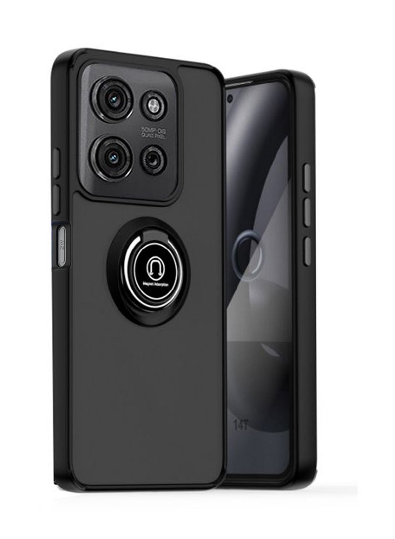 for Motorola G75 5G Case, TPU + Hard PC Magnetic Ring Car Mount Stand Bumper Cover Full Portection Shockproof Phone Case for Motorola G75 5G, Black - Image 1