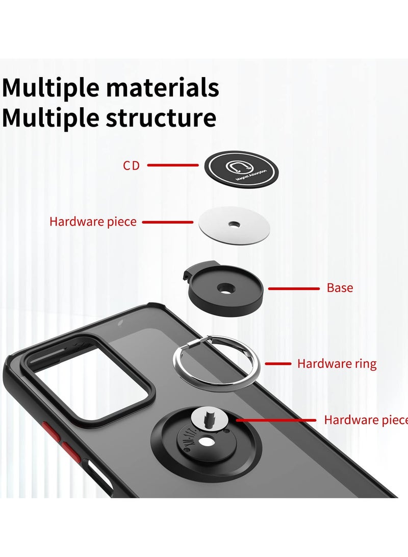 for Motorola G75 5G Case, TPU + Hard PC Magnetic Ring Car Mount Stand Bumper Cover Full Portection Shockproof Phone Case for Motorola G75 5G, Black - Image 2