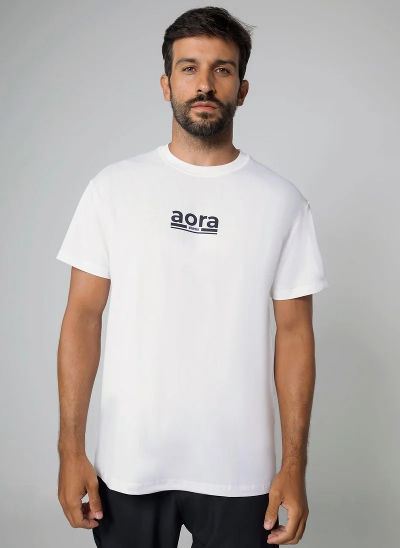 Aora Unisex Graphic Print T-Shirt – Lightweight Cotton Tee for Casual Wear, Street Style & Light Training (White, V6 Edition)