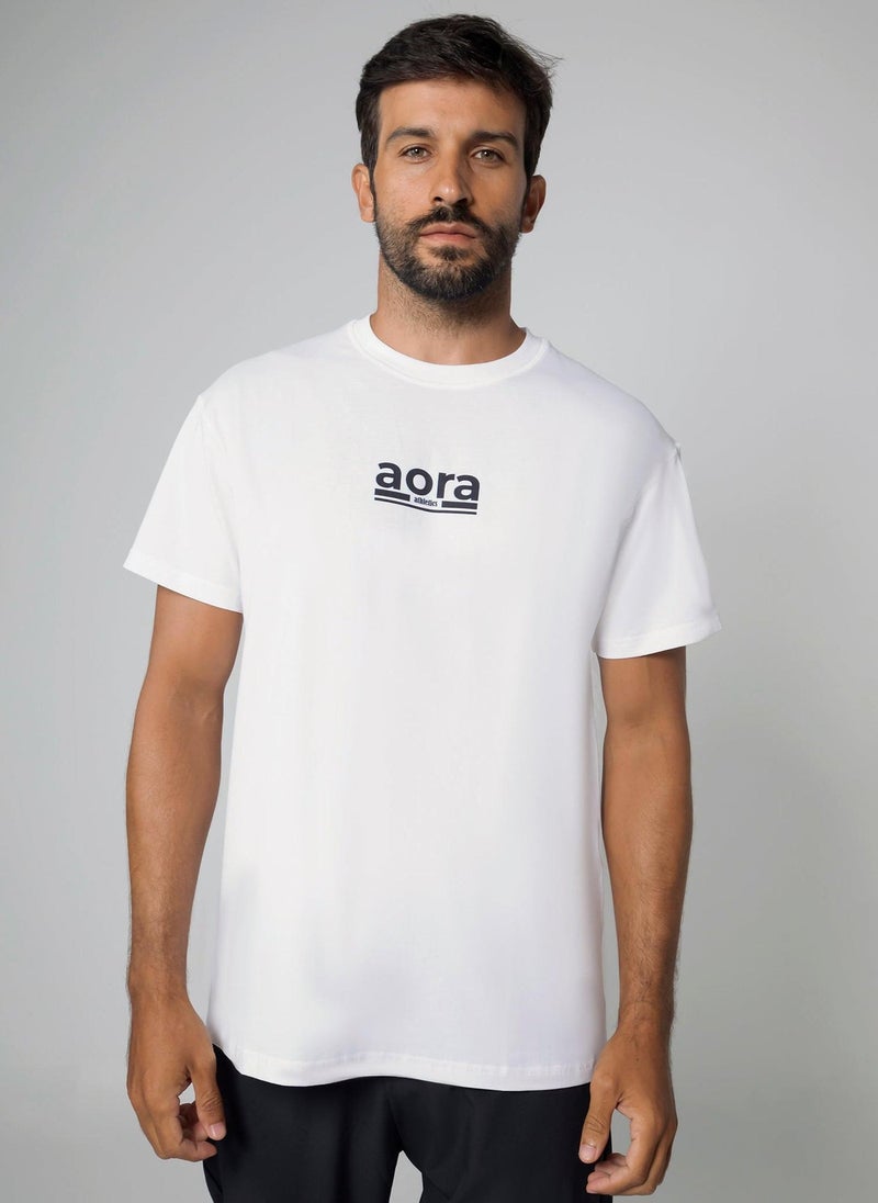 Aora Unisex Graphic Print T-Shirt – Lightweight Cotton Tee for Casual Wear, Street Style & Light Training (White, V6 Edition) - Image 1