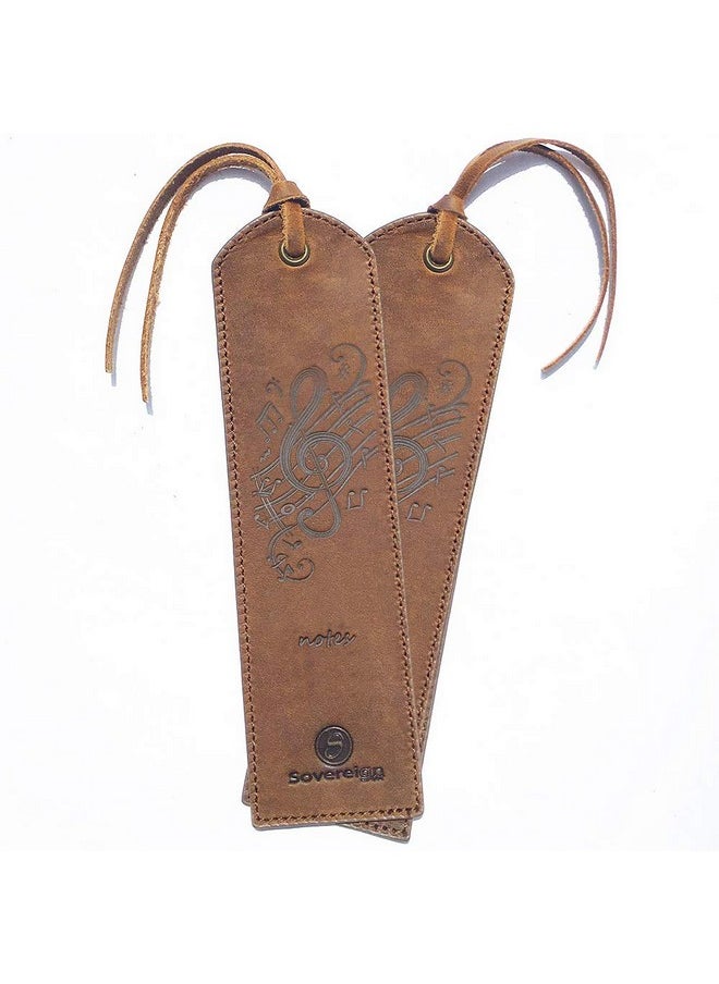Sovereign-Gear Rks For Men And Women | Quality Mens Bookmark With Music Notes | 2 Smooth Handmade Leather Book Markers For Men Women Book Lovers Readers (7X2) Leather Gift | Sovereign-Gear  - Image 1