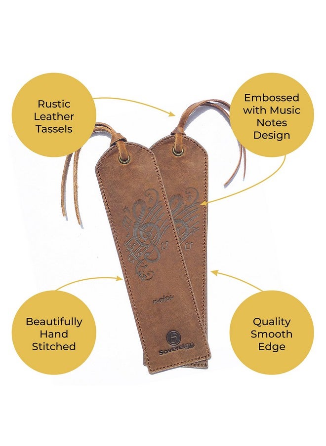 Sovereign-Gear Rks For Men And Women | Quality Mens Bookmark With Music Notes | 2 Smooth Handmade Leather Book Markers For Men Women Book Lovers Readers (7X2) Leather Gift | Sovereign-Gear  - Image 2