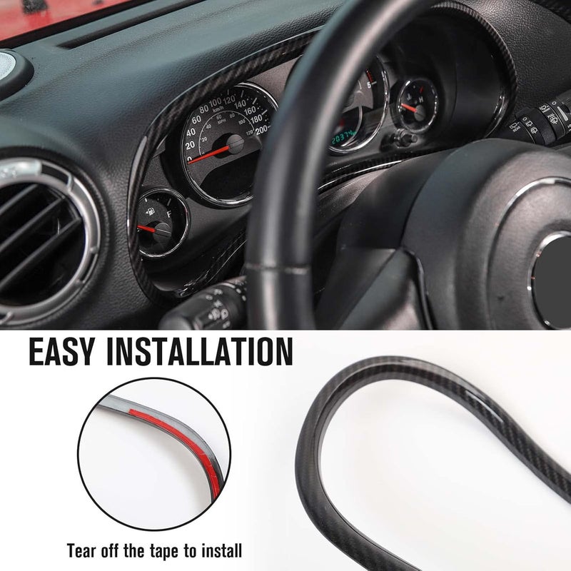 Jimen Carbon Fiber Instrument Panel Trim Cover for 2011-2018 Jeep Wrangler JK & Unlimited - Image 3