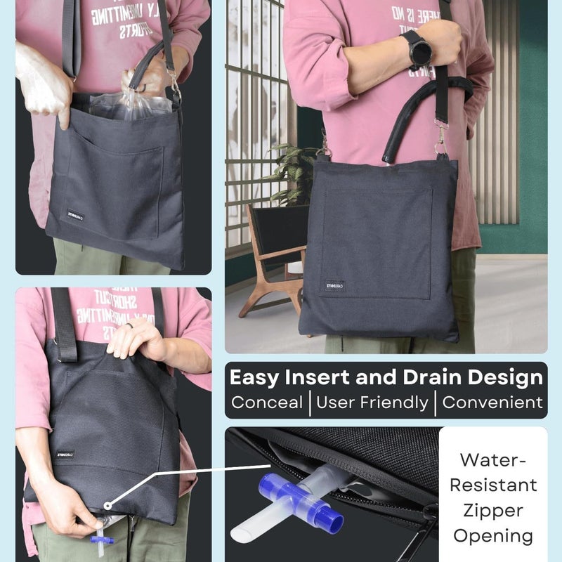 sxslxx Concealed Urine Drainage Bag Cover, Privacy Protection Catheter Bag Holder with Shoulder Strap, Portable Postoperative & Ostomy Drainage Pouch for Elderly, Wheelchair, Bed & Walker - Image 3