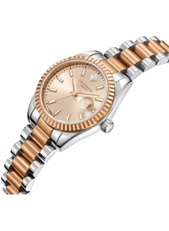 لي كوبر Women's 2015-3 Movement Watch, Date Display and Metal Strap - LC08126.510, Rose Gold