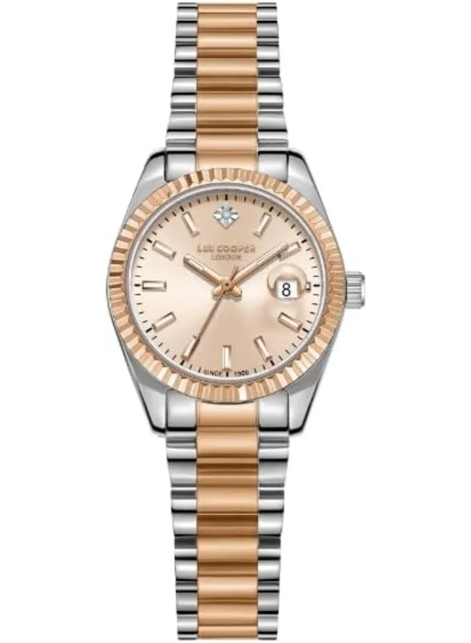 لي كوبر Women's 2015-3 Movement Watch, Date Display and Metal Strap - LC08126.510, Rose Gold