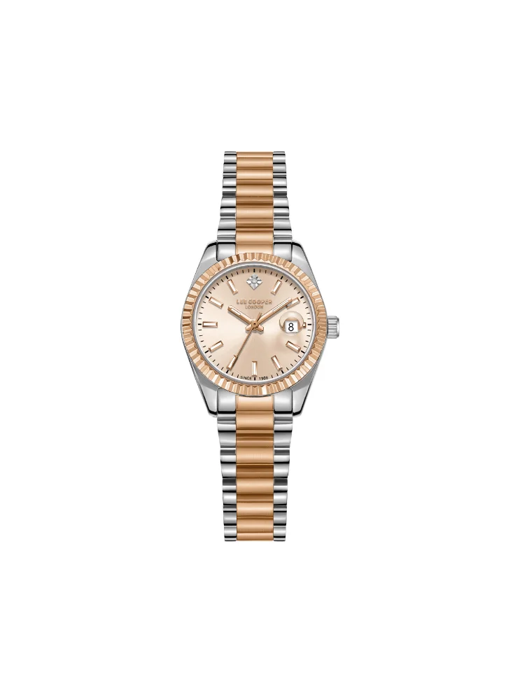 Lee Cooper LEE COOPER LC08126.510 Women's Analog Display Watch & Metal Strap Silver/Rose Gold