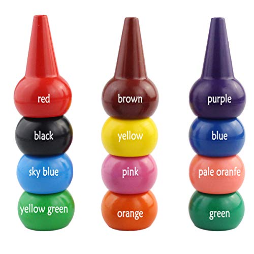 Wobe Finger Crayons for Toddlers, Palm-Grip 12 Colors Paint Crayons Sticks Stackable Toys for Kids Toddlers Child Boys and Girls Non Toxic Washable - Image 3