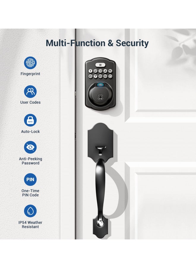 Veise Fingerprint Door Lock, Keyless Entry Door Lock, Electronic Keypad Deadbolt, Biometric Smart Locks for Front Door, Auto Lock, Anti-Peeking Password, Easy Install, Matte Black - Image 4