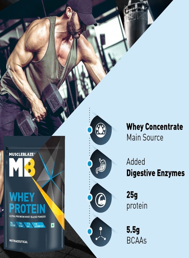 مسل بلايز MuscleBlaze 100% بروتين مصل اللبن، مزيج فائق الجودة مع مركز بروتين مصل اللبن ومعزول، 25 غرام من البروتين لكل مغرفة (شوكولاتة الحليب الغنية، 1 كجم / 2.2 رطل) - Image 4