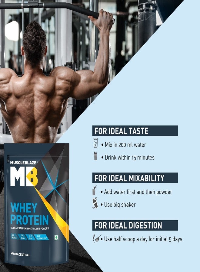 مسل بلايز MuscleBlaze 100% بروتين مصل اللبن، مزيج فائق الجودة مع مركز بروتين مصل اللبن ومعزول، 25 غرام من البروتين لكل مغرفة (شوكولاتة الحليب الغنية، 1 كجم / 2.2 رطل) - Image 5