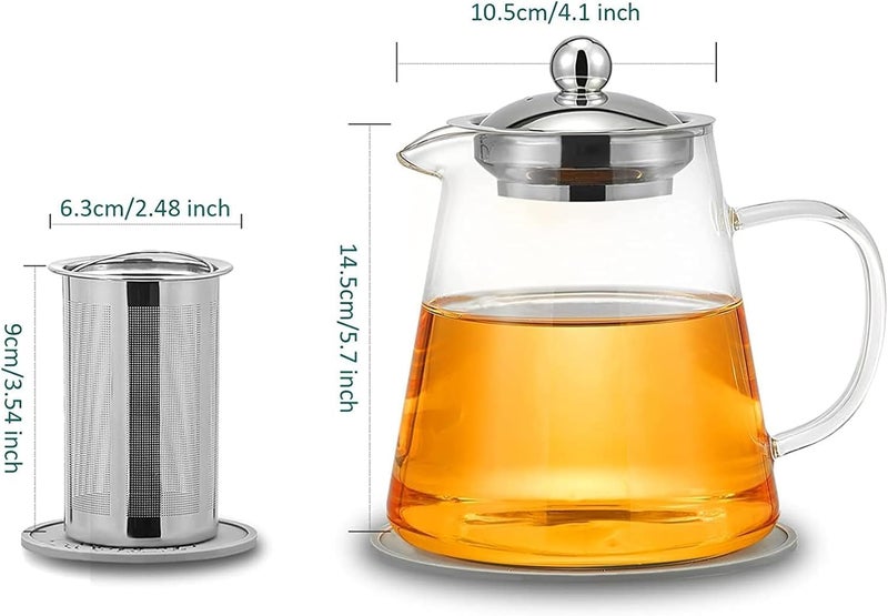 KRUPAVI KRUPAVI Glass Kettle 1 L Glass Teapot with Removable Stainless Steel Infuser Stovetop Microwave Safe Tea Pot for Loose Leaf Tea Blooming Tea Hot Water Kettle Teapot Boiler Stovetop Safe Kettle - Image 4