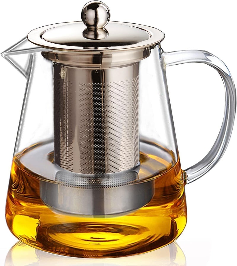 KRUPAVI KRUPAVI Glass Kettle 1 L Glass Teapot with Removable Stainless Steel Infuser Stovetop Microwave Safe Tea Pot for Loose Leaf Tea Blooming Tea Hot Water Kettle Teapot Boiler Stovetop Safe Kettle - Image 1