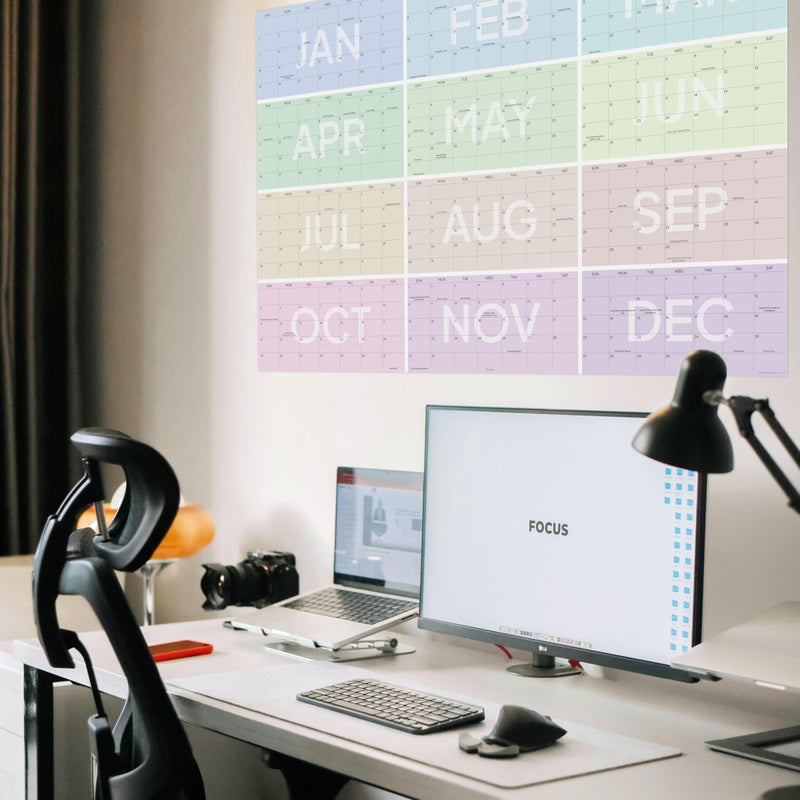 HADIGU Large Wall Calendar 2026 (34.5 x 23 inches), 2026 Calendar Monthly Planner for Wall, Colorful Aesthetic Design, Horizontal Layout, Heavyweight Uncoated Text Paper (Comes Folded in Special Envelope). - Image 2