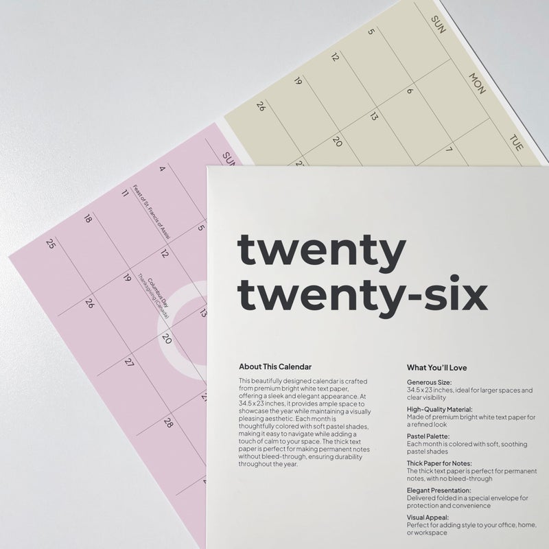 HADIGU Large Wall Calendar 2026 (34.5 x 23 inches), 2026 Calendar Monthly Planner for Wall, Colorful Aesthetic Design, Horizontal Layout, Heavyweight Uncoated Text Paper (Comes Folded in Special Envelope). - Image 5