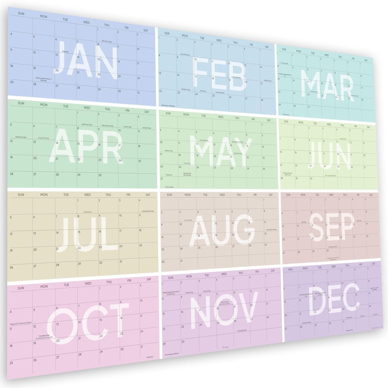 HADIGU Large Wall Calendar 2026 (34.5 x 23 inches), 2026 Calendar Monthly Planner for Wall, Colorful Aesthetic Design, Horizontal Layout, Heavyweight Uncoated Text Paper (Comes Folded in Special Envelope). - Image 1