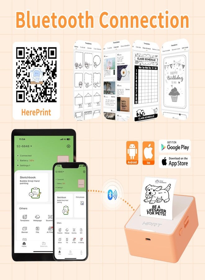 اتش بي ار تي طابعة ملصقات صغيرة HPRT S2، صانع ملصقات لأجهزة iPhone/Android، تطبيق ممتع يمكنك استخدامه بنفسك - Image 5
