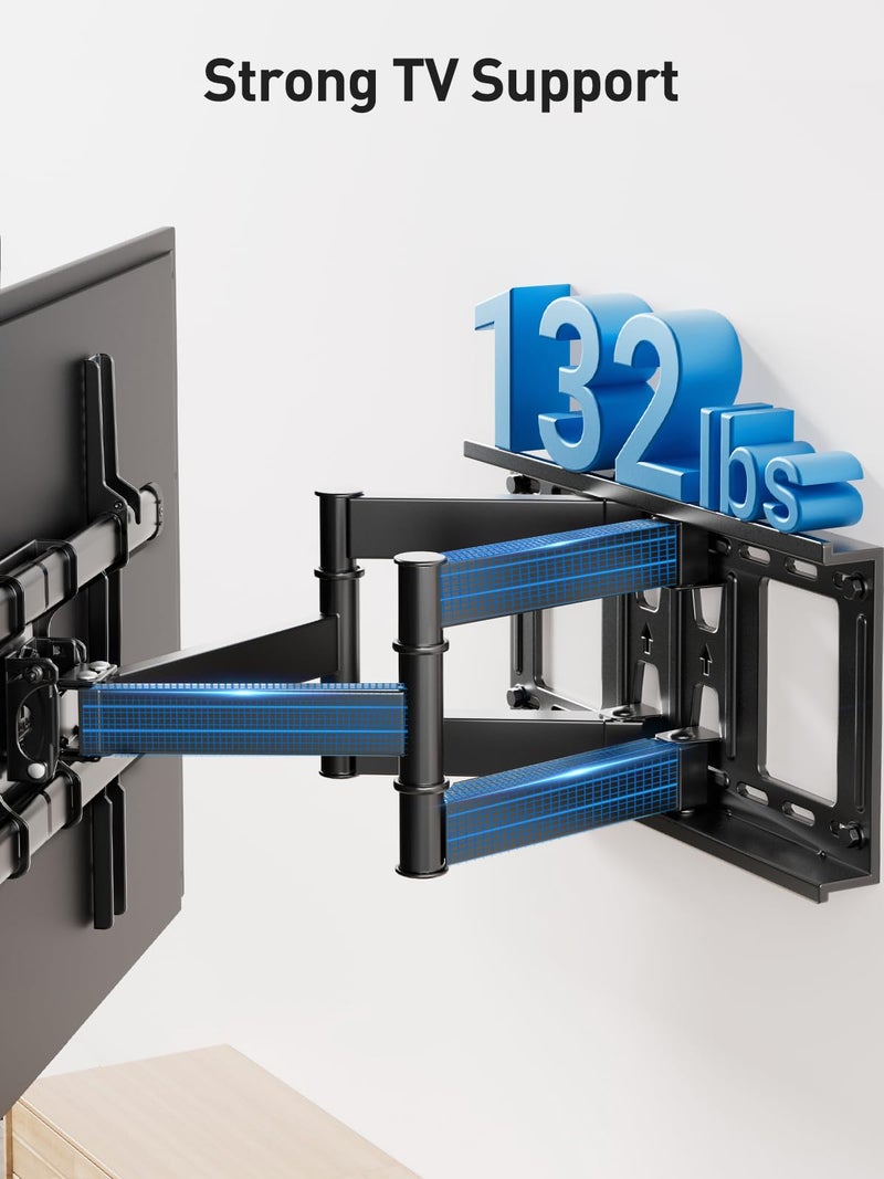 PERLESMITH Full Motion TV Wall Mount for Most 37-82 inch TVs up to 132 lbs, TV Mount with Dual Articulating Arms with Tilt and Extension, Fits 12" 16" Studs, Max VESA 600x400mm, PSLFK1 - Image 3