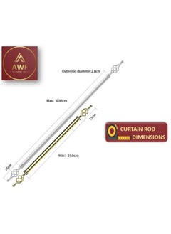 AL WADI FURNITURE Roman Pole Style Heavy Duty Luxury Extendable Curtain Rod, Metal Single Rod Finials Decorative End Window Treatment Rod Drapery Rod (GOLD, 200 – 400 cm)  - Image 2