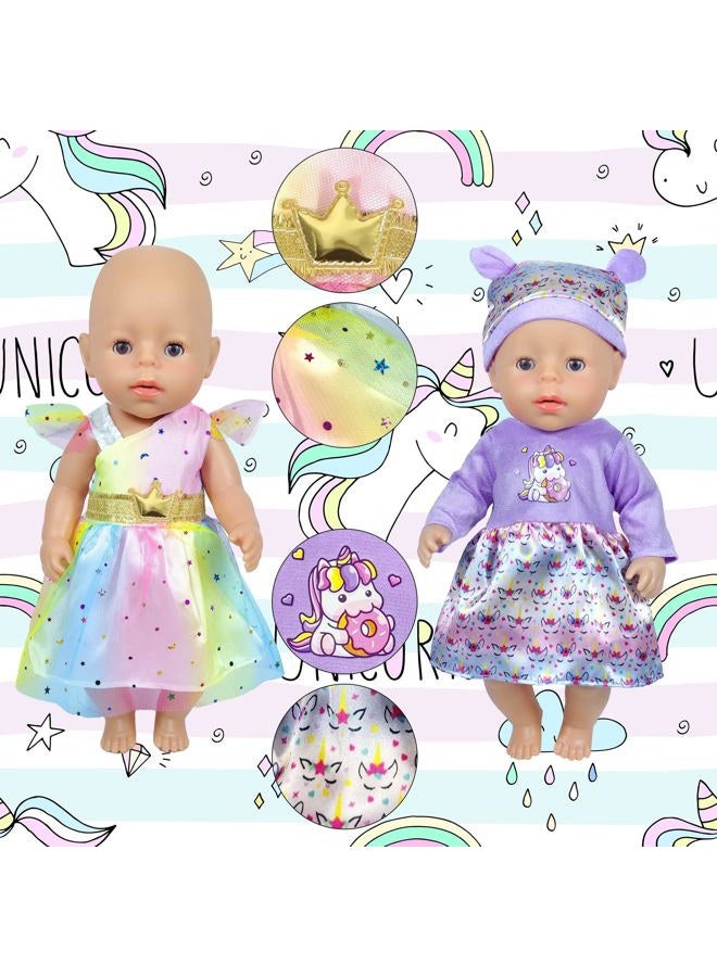 WONDOLL 10 Sets 16-18-Inch-Baby-Doll-Clothes-Outfits Dress Headbands Accessories Compatible with 43cm New-Born-Baby-Doll, Bitty-15-inch-Baby-Doll, American-18-Inch-Girl Doll - Image 5
