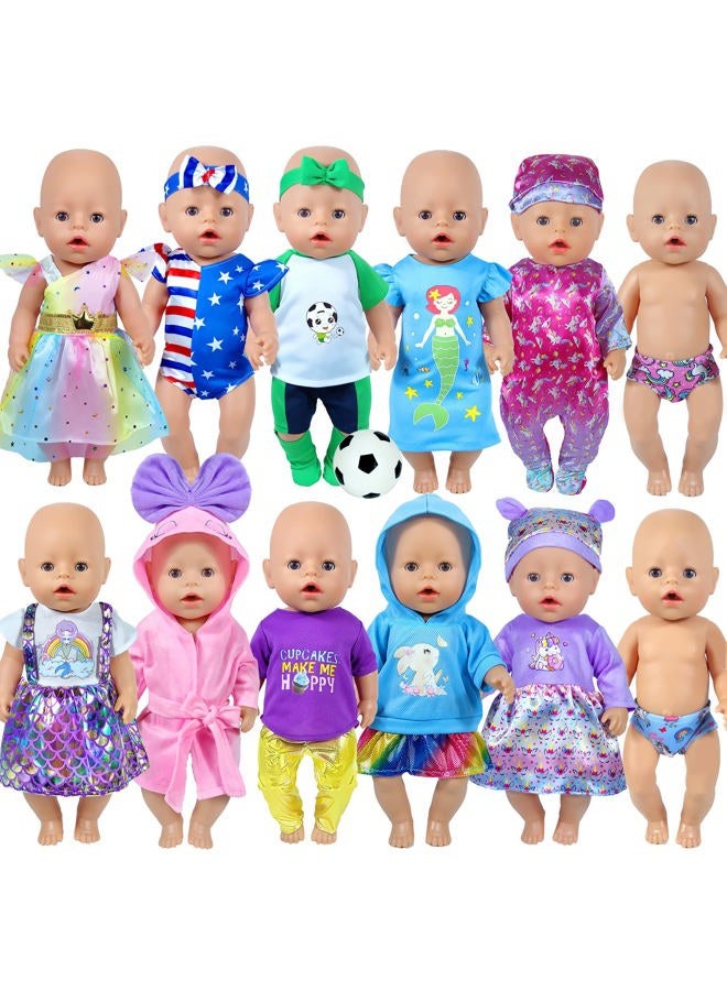 WONDOLL 10 Sets 16-18-Inch-Baby-Doll-Clothes-Outfits Dress Headbands Accessories Compatible with 43cm New-Born-Baby-Doll, Bitty-15-inch-Baby-Doll, American-18-Inch-Girl Doll - Image 1