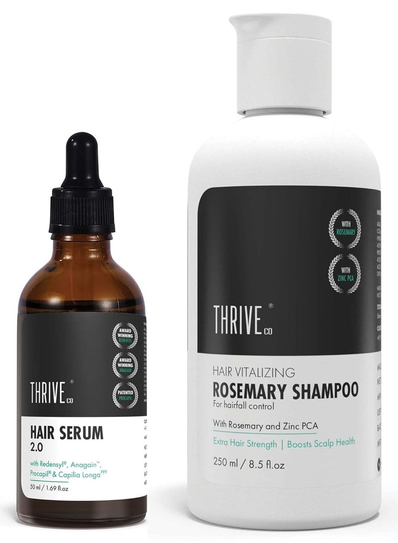 THRIVECO Restorative Hair Growth Duo Hair Growth Serum 2.0 50ml Hair Vitalizing Rosemary Shampoo 250ml  with Caffeine Black Castor Oil Capila Longa Biotin  For Men and Women - Image 1