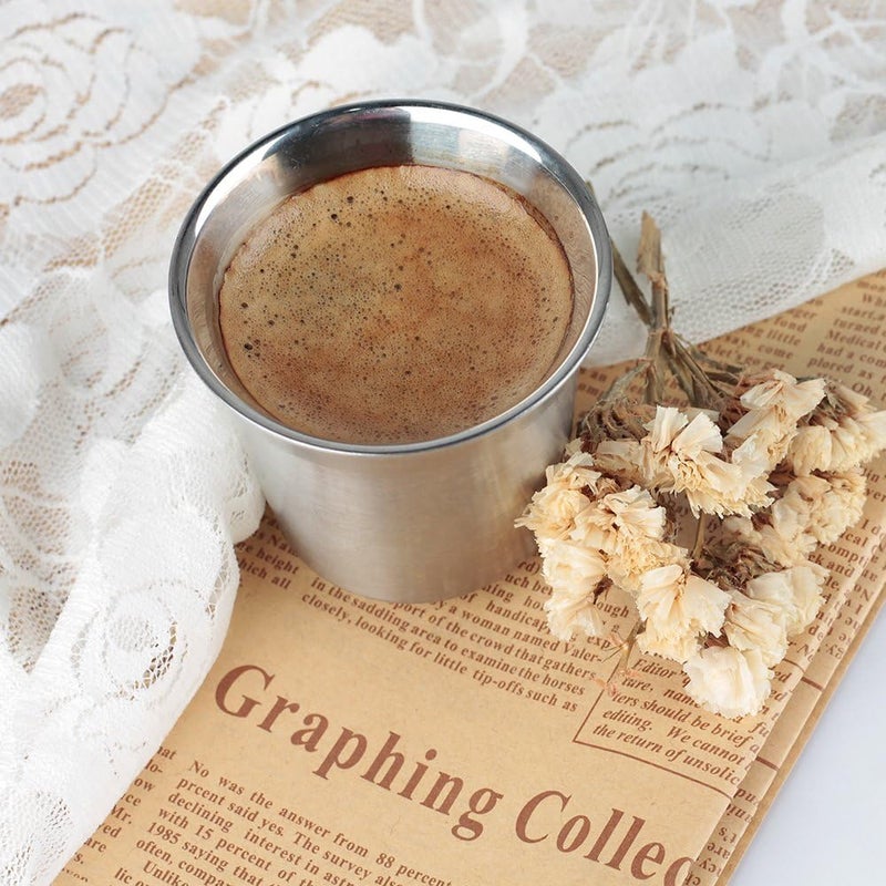 Recaps 80ml Stainless Steel Espresso Cups Set - 2 Pack Double Wall 304 Stainless Steel Demitasse Cups 2.7oz (Small Cup) - Image 4