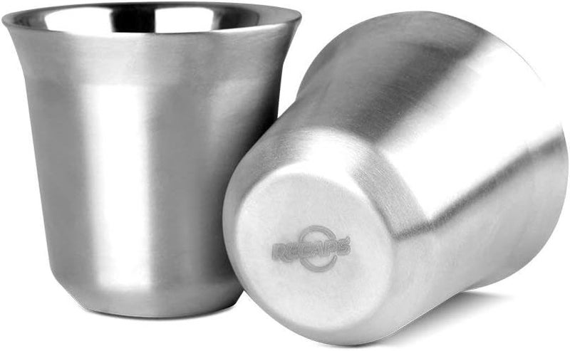 Recaps 80ml Stainless Steel Espresso Cups Set - 2 Pack Double Wall 304 Stainless Steel Demitasse Cups 2.7oz (Small Cup) - Image 3
