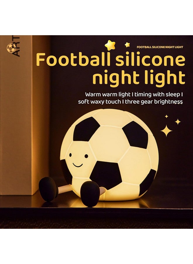 AGEK Soccer Night Light, Cartoon Soccer Lamp Squishy Silicone Baby Nursery Night Light With 3 Level Dimmable Rechargeable Bedside Touch Lamp Nightlight Gifts for Kids Toddler Bedroom Home Office Decor - Image 2