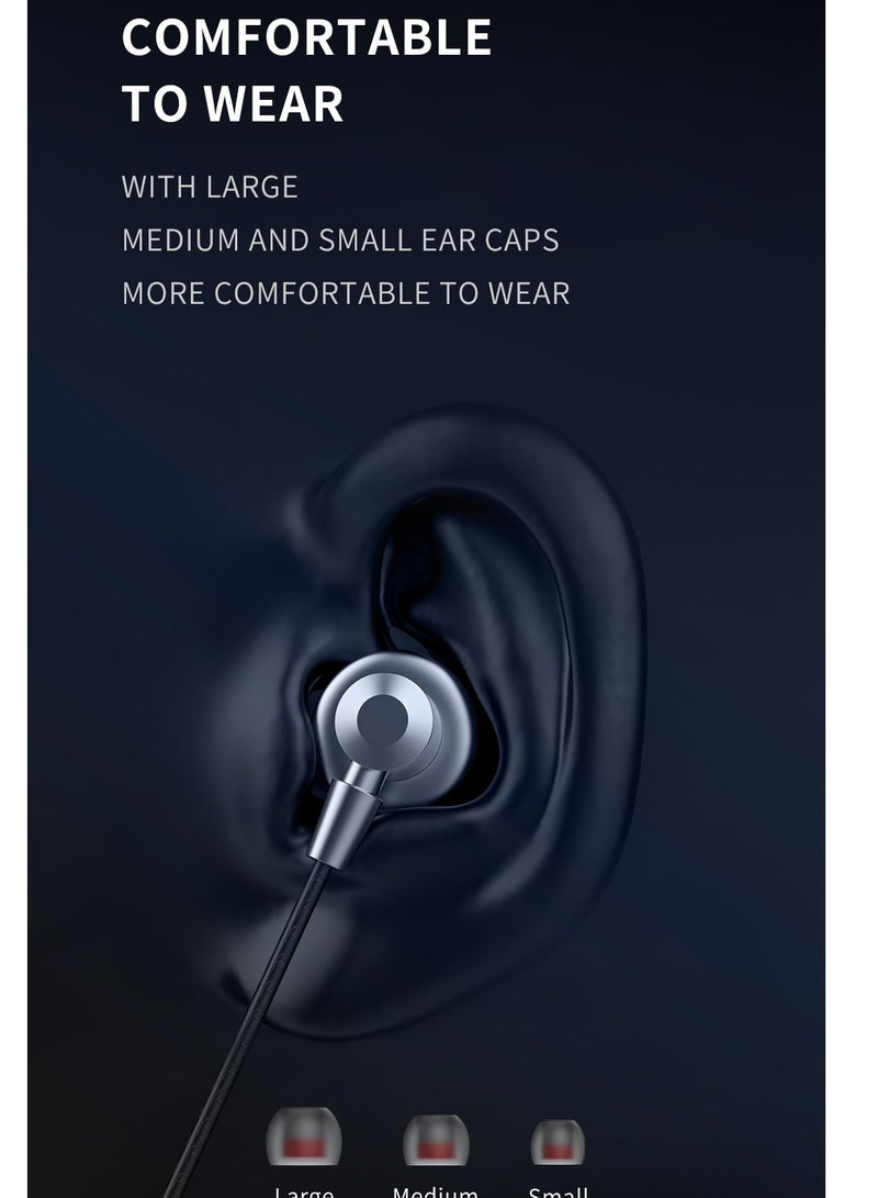 lanex LE12 Wired Type-C Earphone in Stylish Black Color Comfortable Rubber Design for Daily Use Provides Clear Sound and a Stable, Uninterrupted Listening Experience