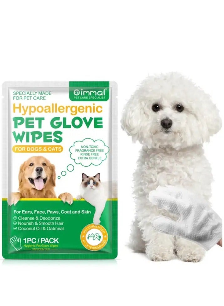 Oimmal Disposable Cleaning Deodorizing Dog Wipes Cat Pet Cleaning Gloves Wipes For Paws, 4Pack - Image 2